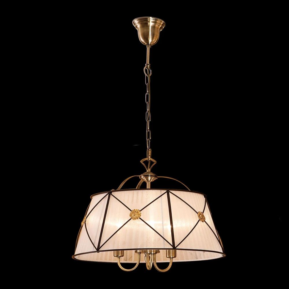 Citilux Дрезден CL409132 Люстра подвесная с белым абажуром Бронза