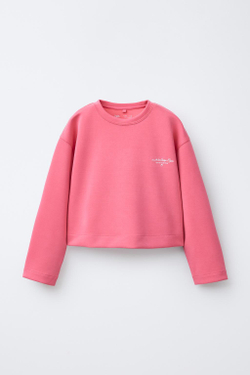 ZARA ХУДИ В СПОРТИВНОМ СТИЛЕ С НАДПИСЬЮ, КОРАЛЛОВЫЙ