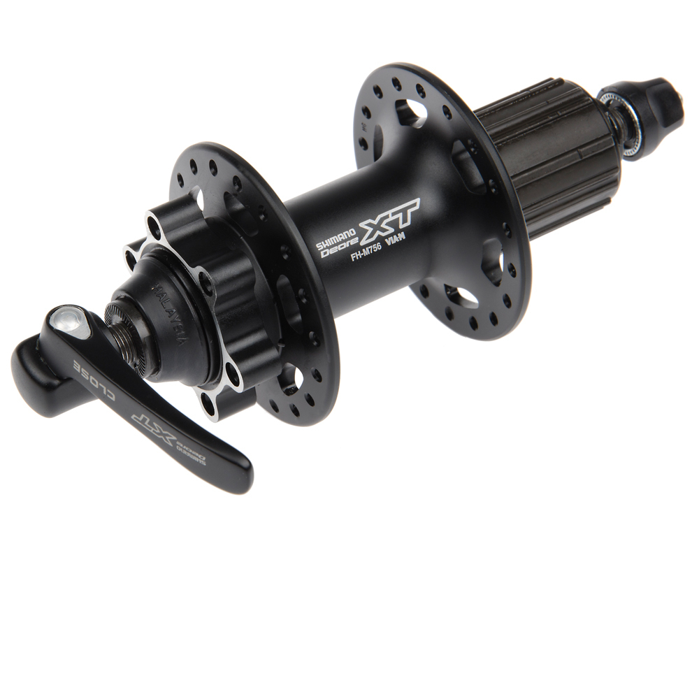 Втулка задн. Shimano XT, M756A, 32 отв, 8/9/10ск, QR, 6-болт, черн.  EFHM756ABZL