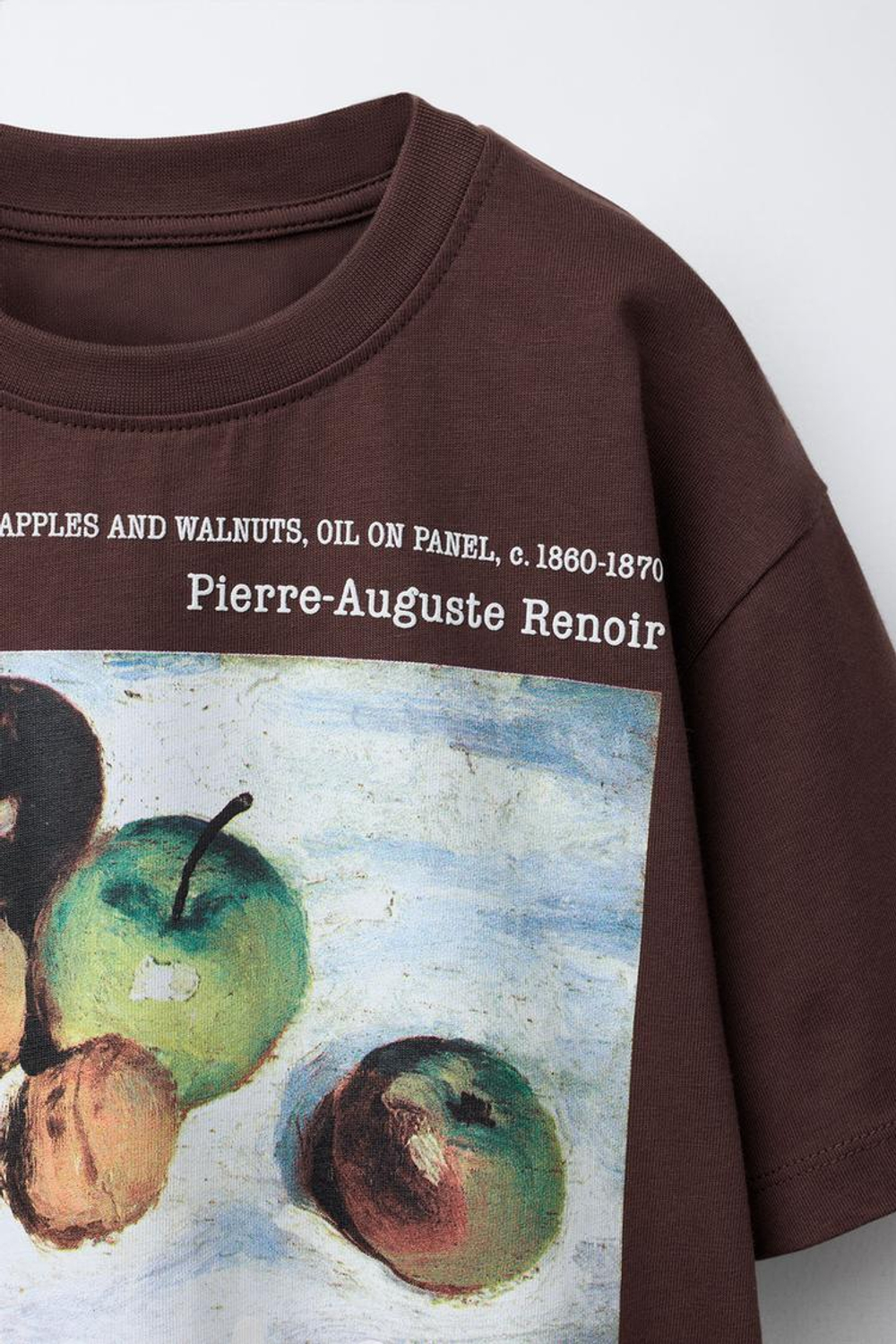 ZARA ФУТБОЛКА С ПРИНТОМ, КОРИЧНЕВЫЙ