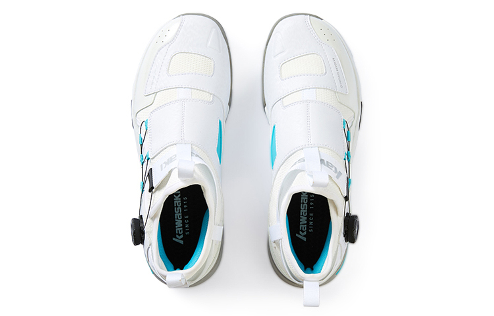 Kawasaki Crossover 2.0 Rubber Cushioning, Wear Resistant Mid top Badminton Shoes Unisex Gray Cyan Blue