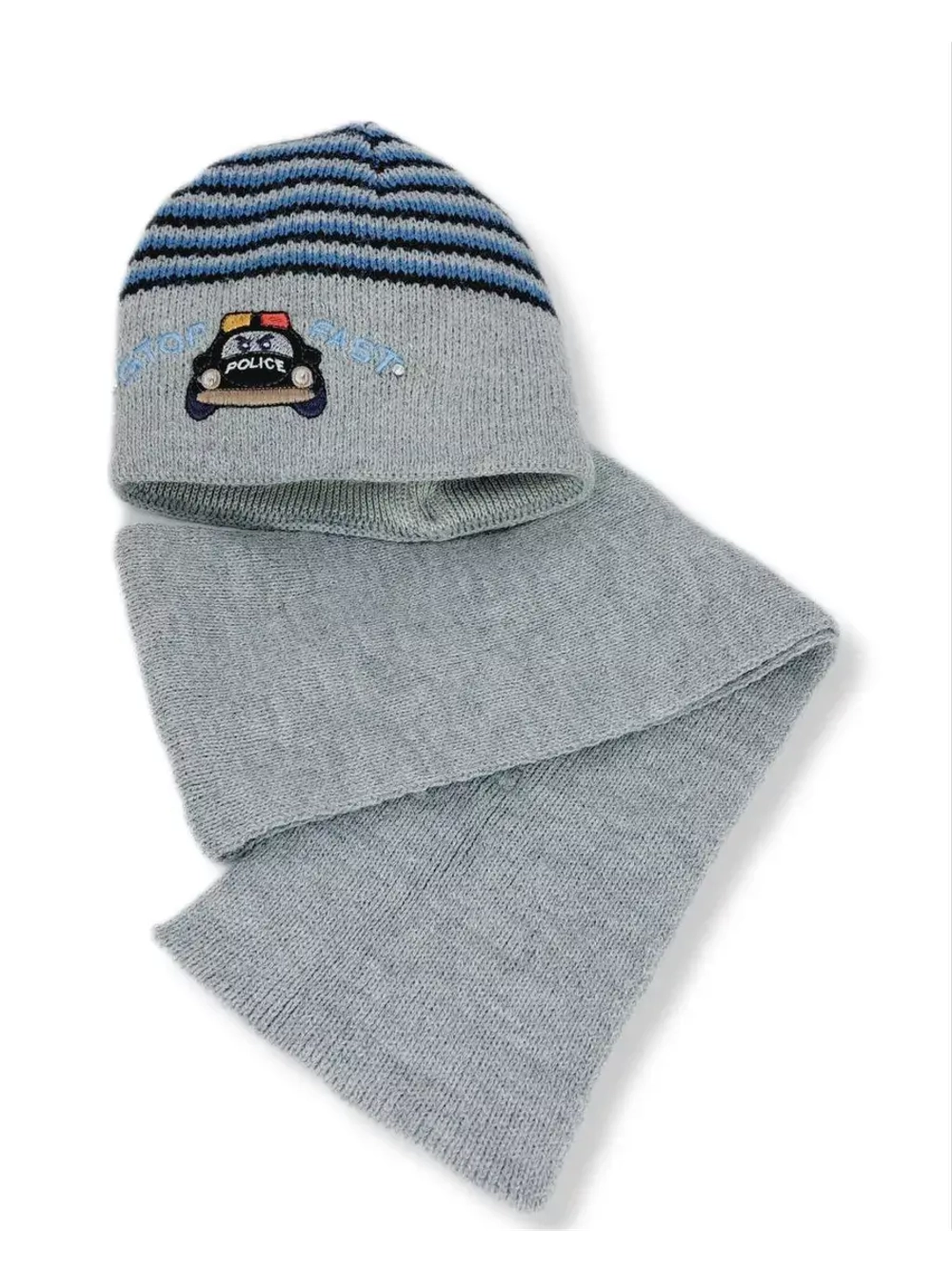 Детская шапка с шарфом для мальчика на весну и осень