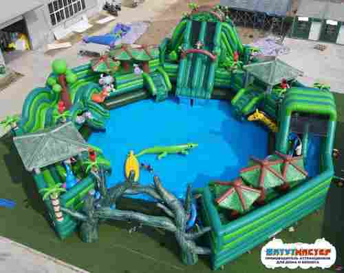 Большой надувной аквапарк с бассейном «Амазония», 30х30х7 м