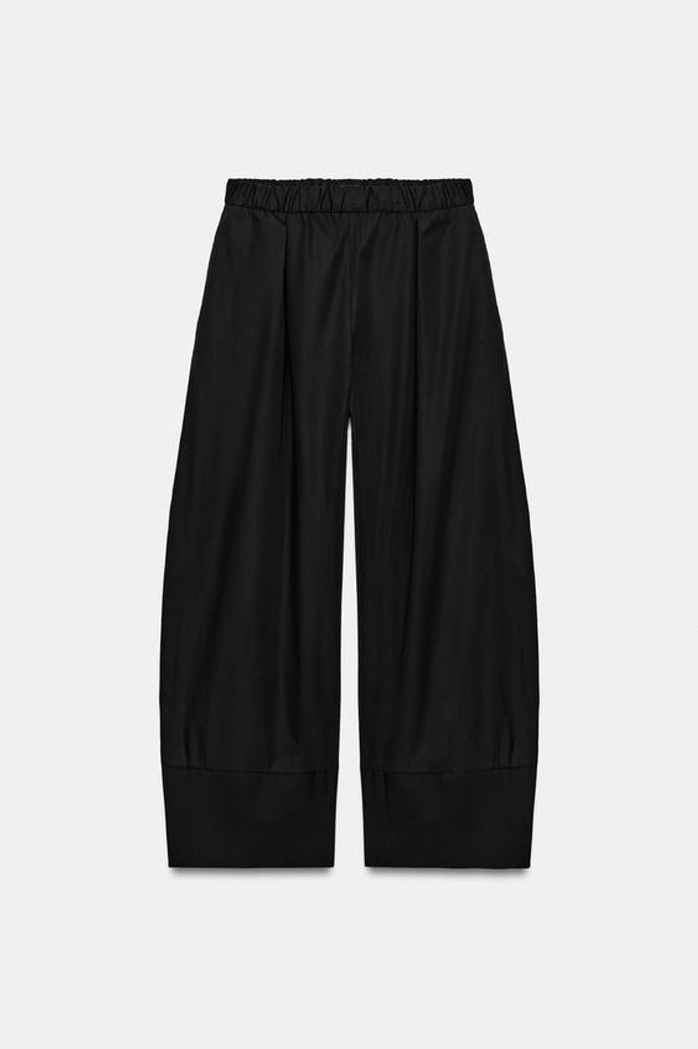 ZARA ШИРОКИЕ БРЮКИ ИЗ ПОПЛИНА, ЧЕРНЫЙ