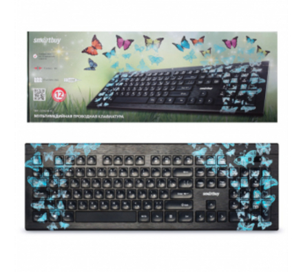Клавиатура Smartbuy 223 USB Butterflies, проводная, мультимедийная с принтом