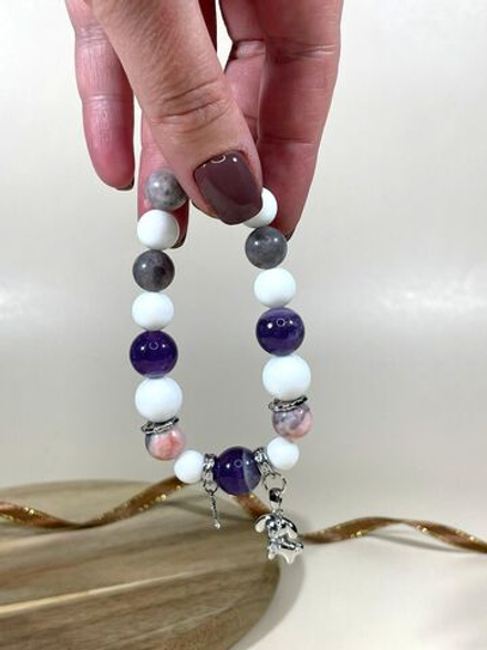Браслет для Девы, агат, аметист и яшма