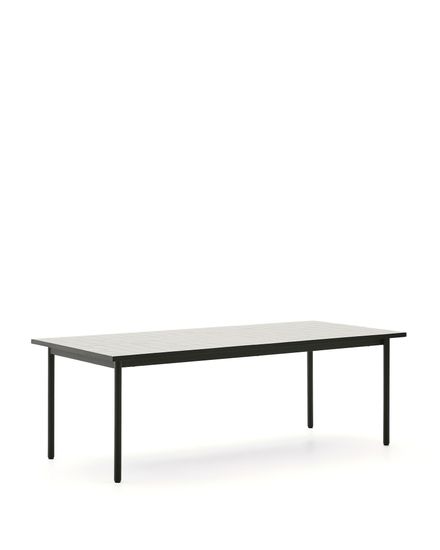 Уличный стол Maurina из стали зелёного цвета с керамической плиткой цвета экрю 223 x 101 см