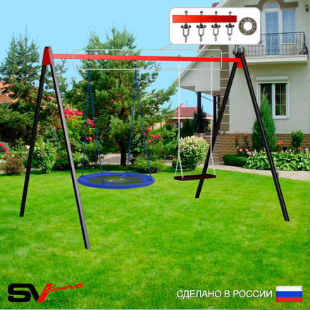 Уличные качели Sv Sport УК177П2 (3.0м/Гнездо Оксф. 100см/Деревянные/Подвесы на подш 2к)