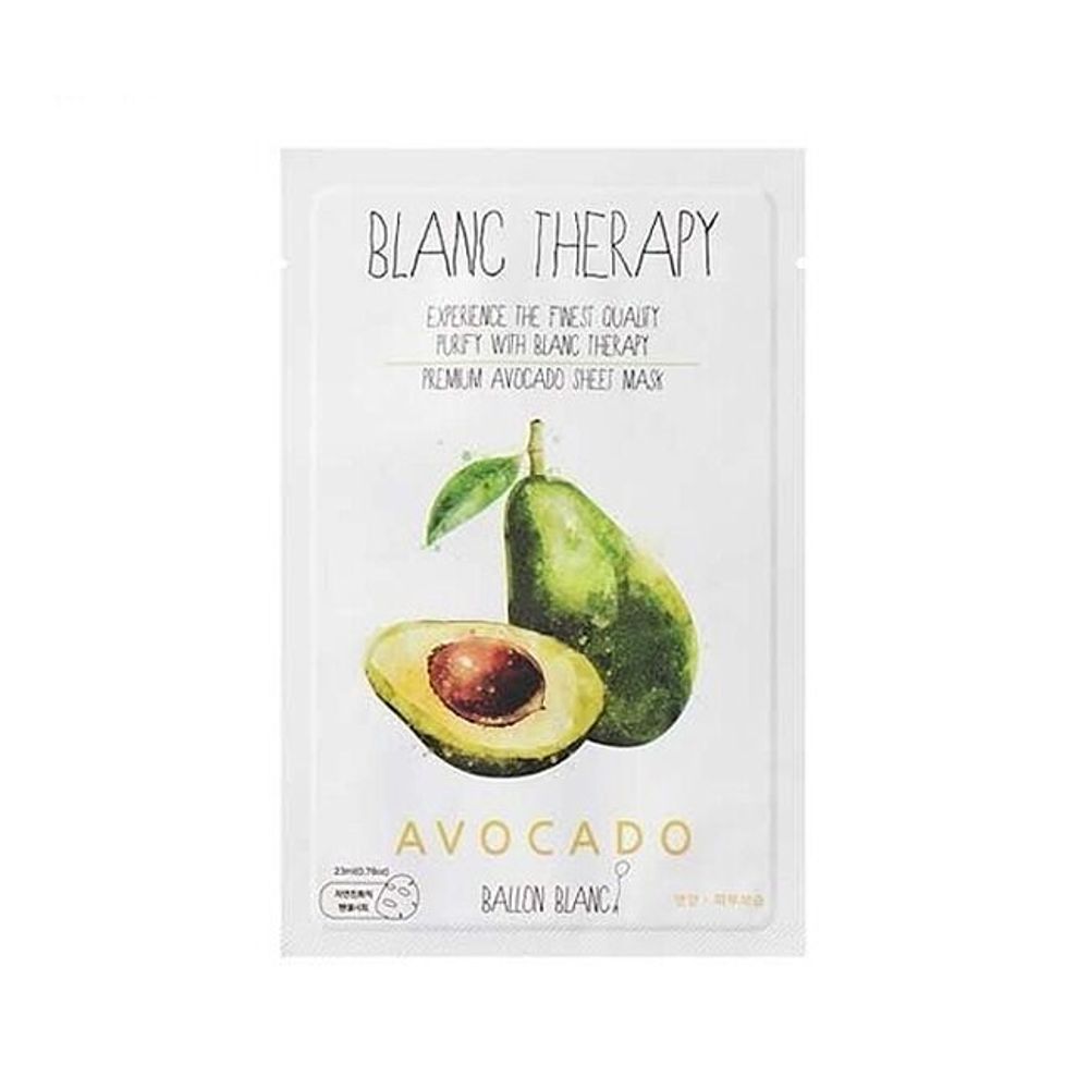 Тканевая маска увлажняющая и питательная с авокадо BALLON BLANK Avocado Sheet Mask 23 мл