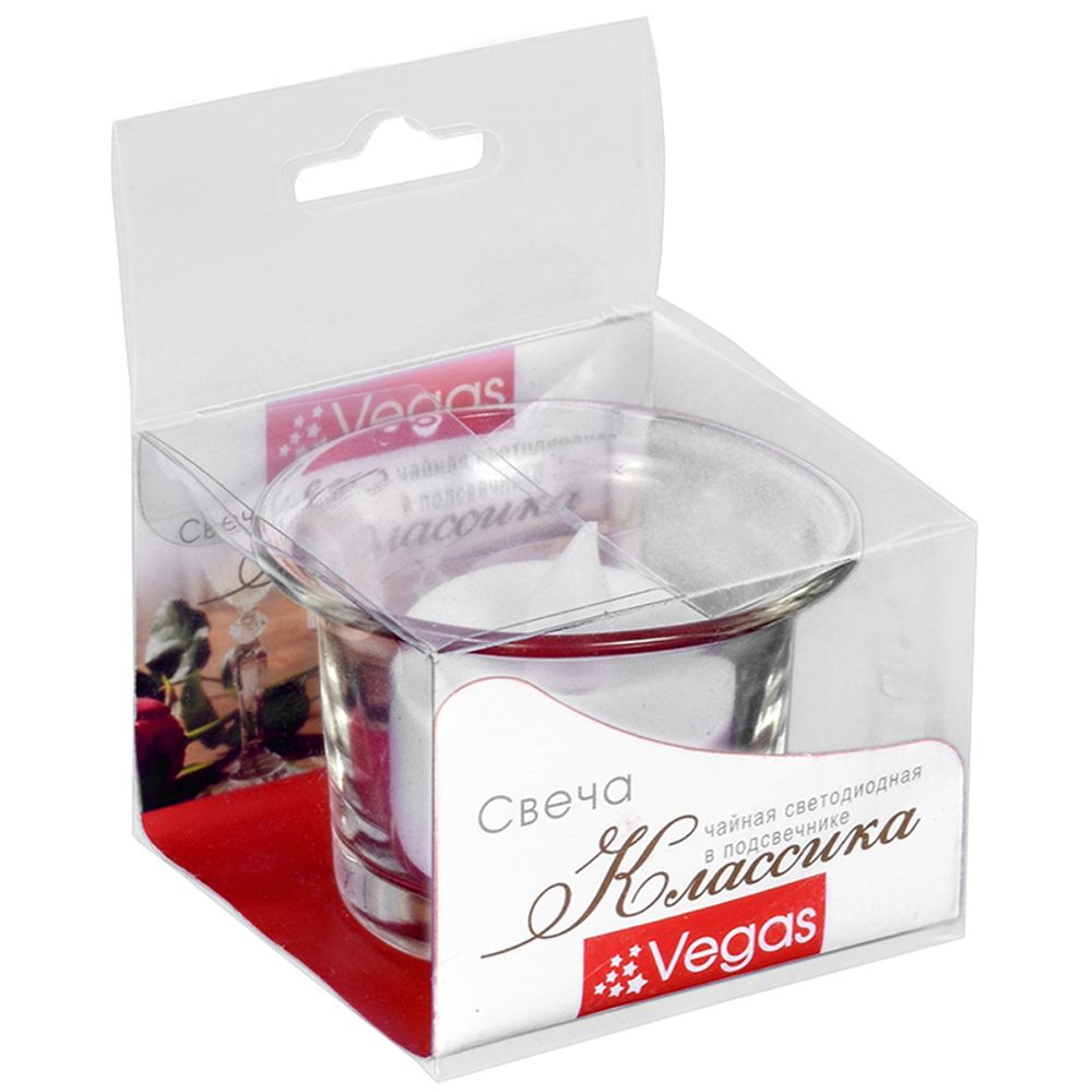 Фигурка новогодняя на батарейках Vegas "Свеча Классика чайная", светящаяся, с батарейкой,6*5см