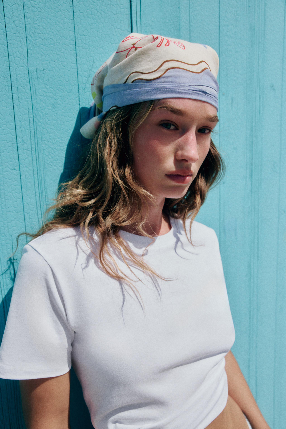 ZARA ПЛАТОК С ПРИНТОМ «КРАБ И РЫБА», ЭКРЮ