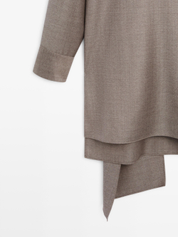 Massimo Dutti Блузка со шнуровкой на воротнике - Limited Edition, серый