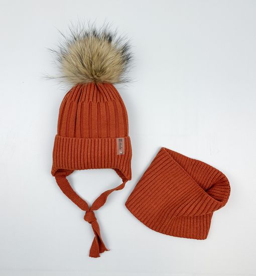 Шапка зимняя со снудом, Терракот