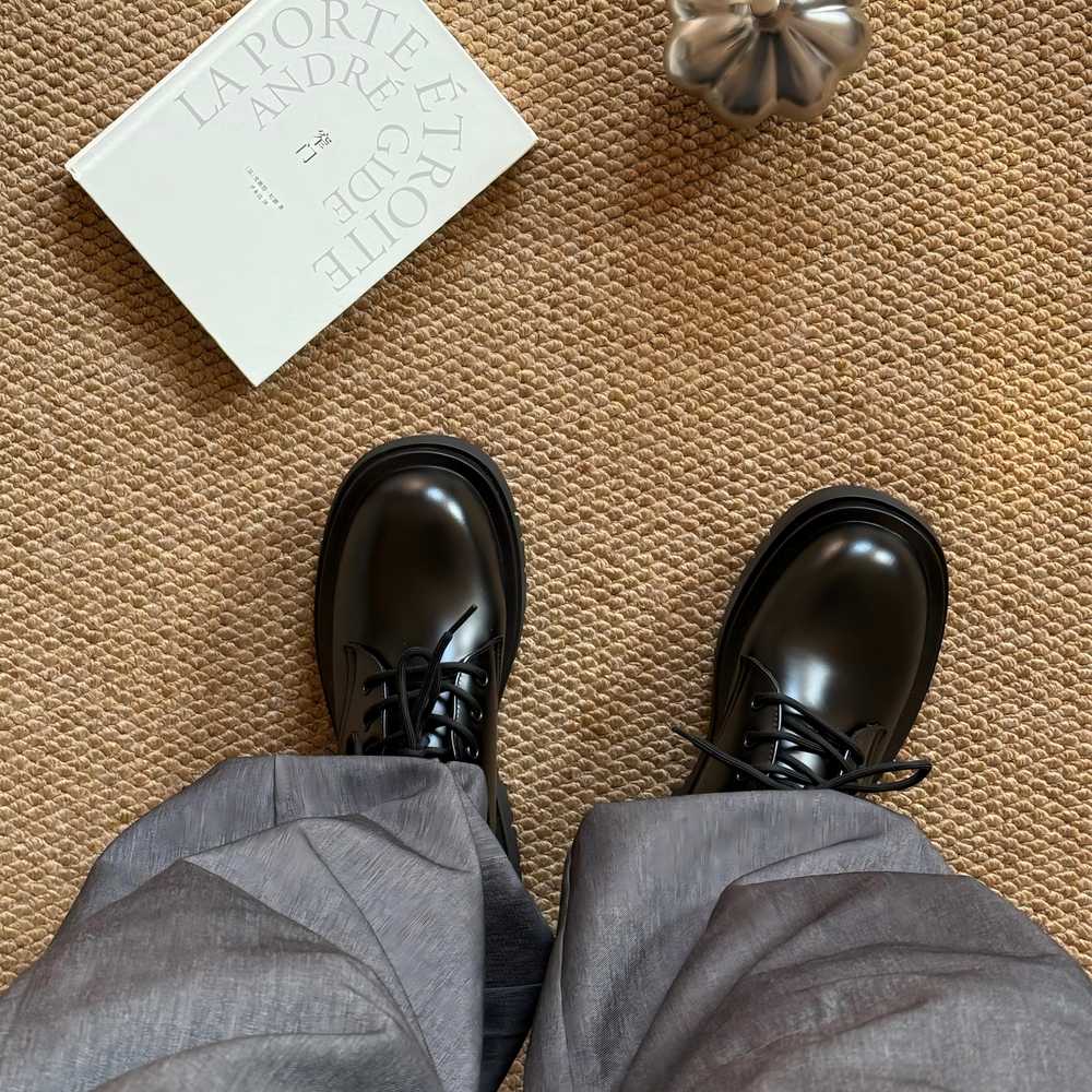 MADEN Workwear Collection Casual Leather Shoes Unisex Black Fall Winter