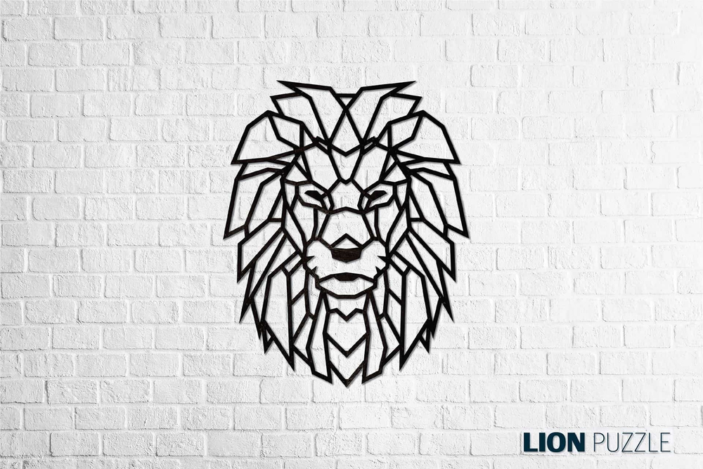 Полигональная картина "Лев" от EWA - Деревянные панно и карты на стену интерьерная сборная модель, пазл