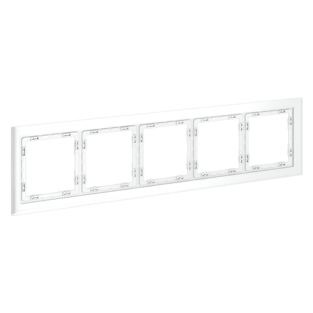 Рамка стеклянная VOLTUM S70 на 5 постов, (белый,матовый,стекло)