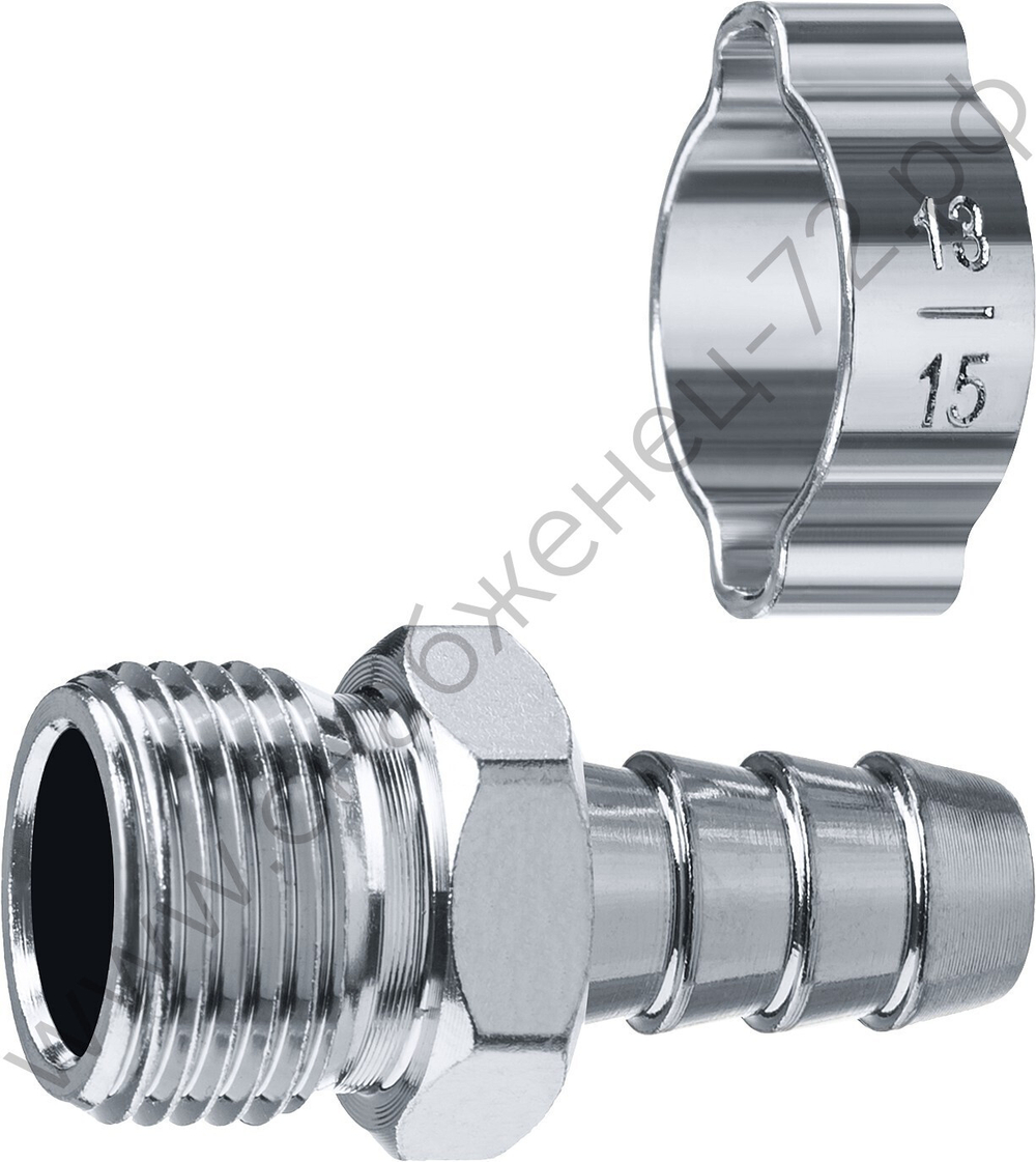 ЗУБР штуцер ″елочка″, 10 мм - 3/8″M, переходник с обжимным хомутом, Профессионал (64924-3/8-10)