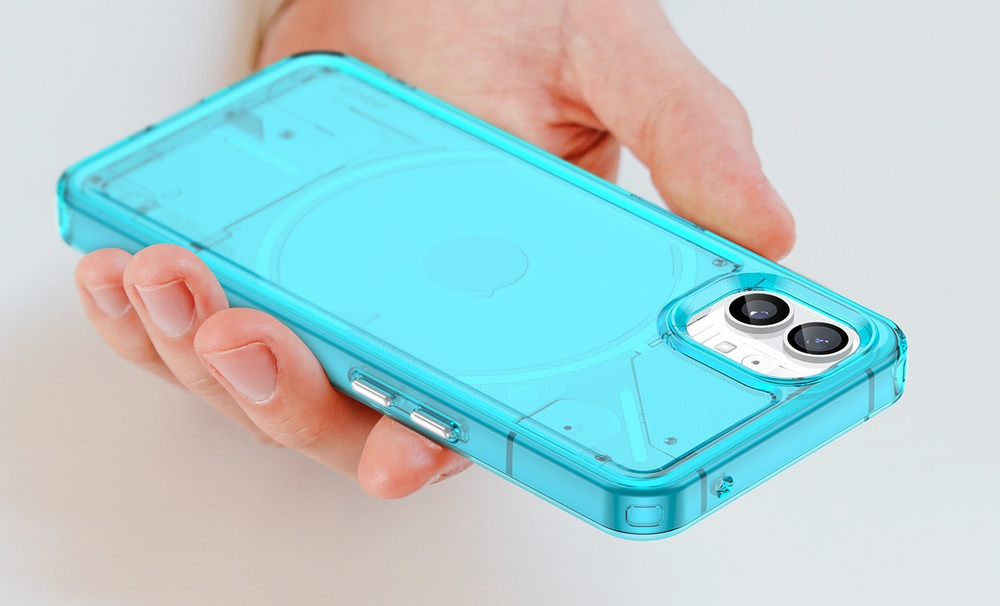 Мягкий усиленный чехол бирюзового цвета для смартфона Nothing Phone (1), увеличенные защитные свойства, мягкий отклик кнопок