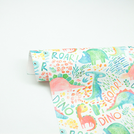 Упаковочная бумага (0,5*0,7 м) Яркие динозаврики, 1 шт.
