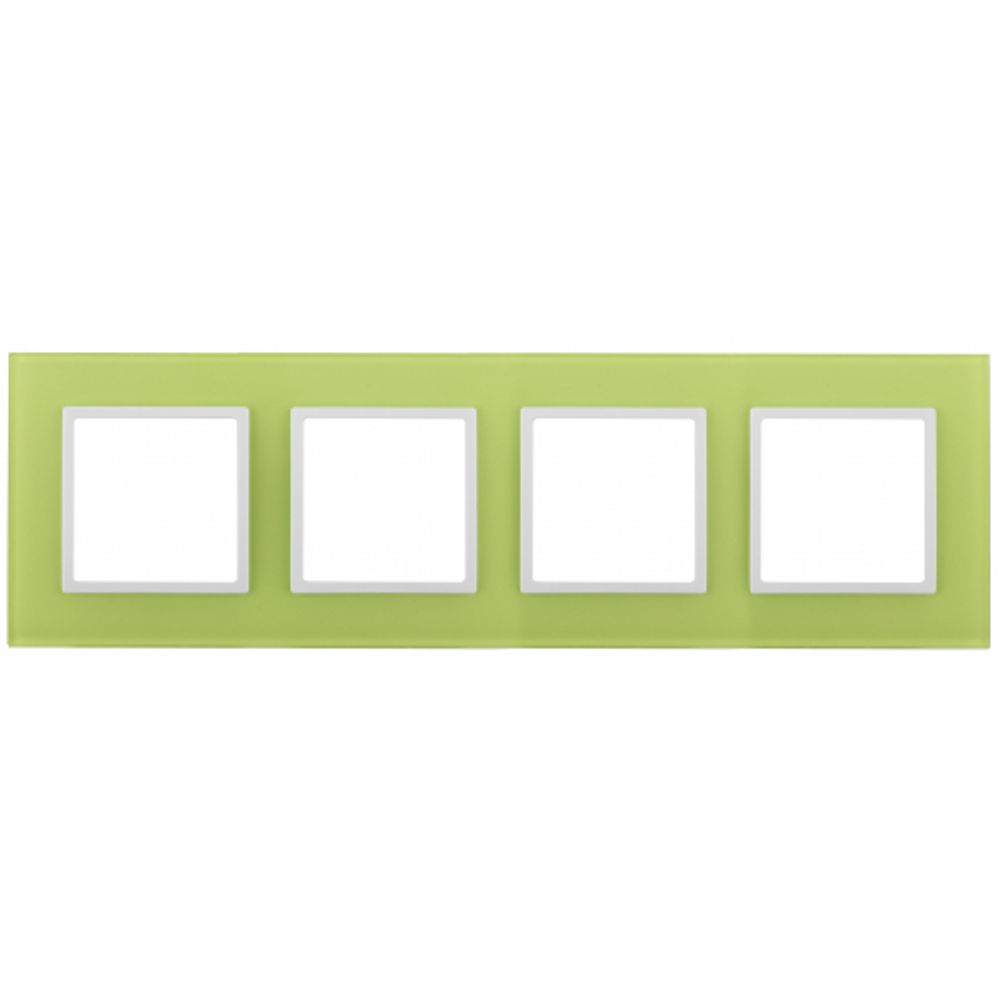 14-5104-26 ЭРА Рамка на 4 поста, стекло, Эра Elegance, лайм+бел