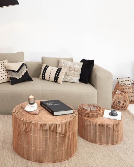 Набор Elmima из 2-х столиков из 100% ротанга с натуральной отделкой Ø 66 см и Ø 55 см Испания