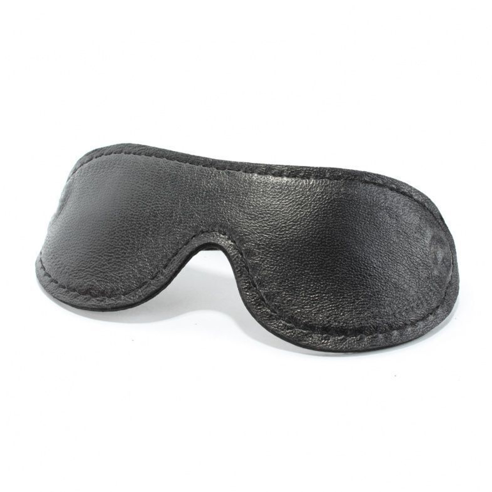 Черная кожаная маска на глаза с контрастной строчкой (Цвет: черный)
