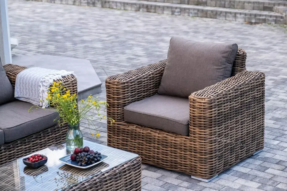 "Палермо" лаунж-зона из искусственного ротанга, цвет соломенный