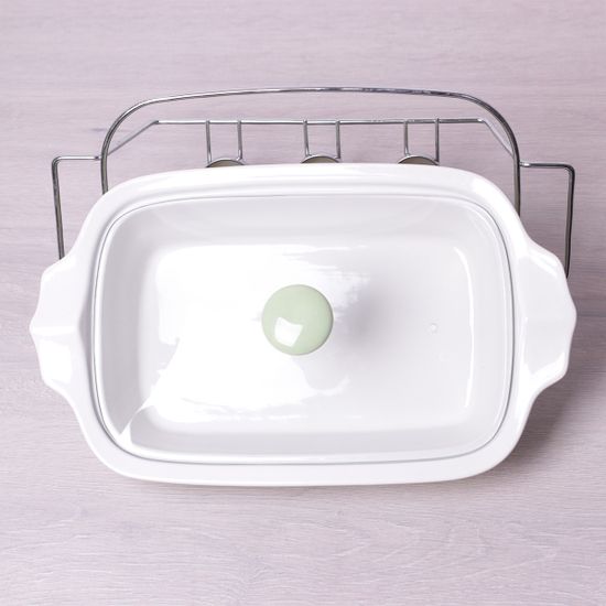 Мармит керамический прямоугольный 2.3 л со стеклянной крышкой (оливковый, розовый) Kamille