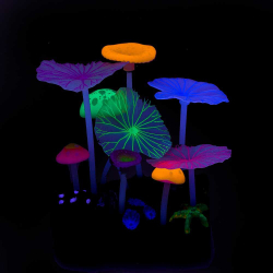 Gloxy декорация флуорисцентная "5 грибов и 4 листа Лотоса" 10х7,5х11см