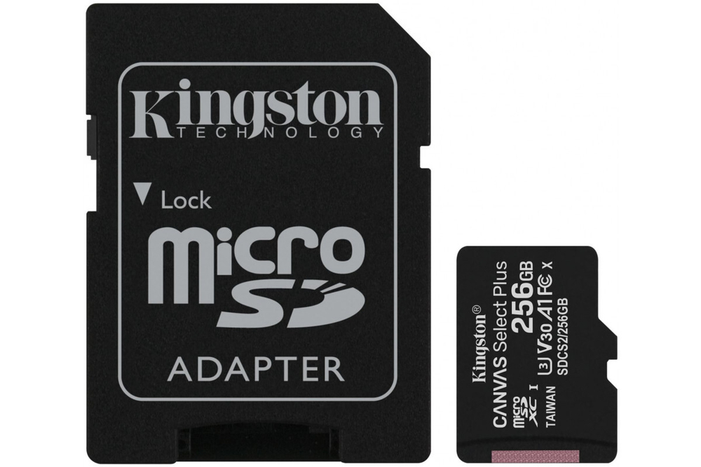 Карта памяти Kingston microSDXC Canvas Select Plus Class 10 UHS-I U3 (100/85MB/s) 256GB