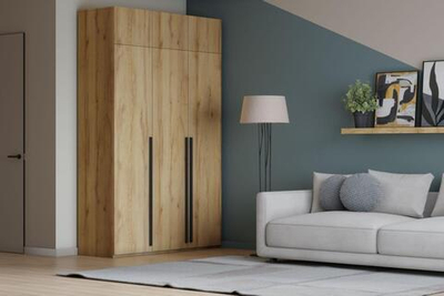 Распашной трехсекционный шкаф Лорена Пакс-3 с антресолью Дуб Золотистый U1148 120*40*230 см, Желтый   Фиеста