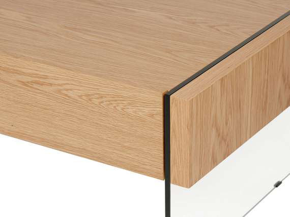 Журнальный стол с ящиками Somerset 127x60 см, шпон дуба, стеклянные ножки