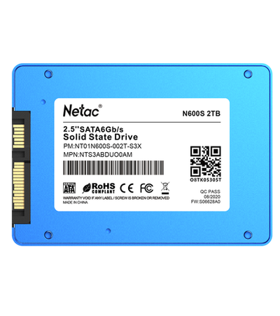 Ssd накопитель Netac SSD N600S 2TB 2.5 SATAIII 3D NAND, 7mm, R/W up to 545/500MB/s, TBW 1120TB, 5y wty