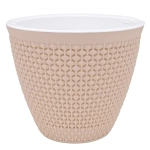 Кашпо для цветов пластиковое 2,25л d-17,5 см «Ротанг» Пудровый