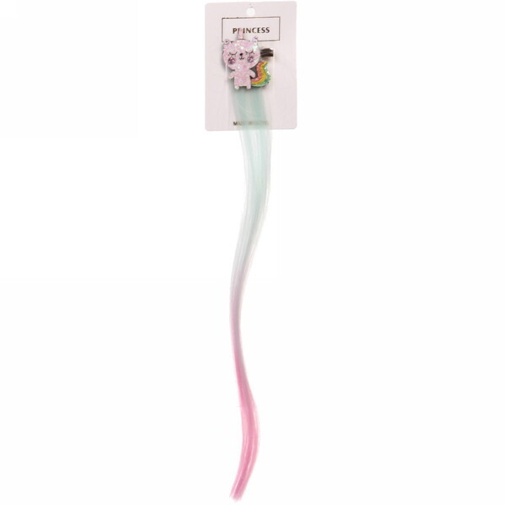 Зажим для волос с нейлоном 1шт детские»Show- Котик», микс 4 цвета, 35 см