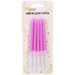 Свечи в торт «Праздник» 10 шт. 8,1 см, фиолетовый