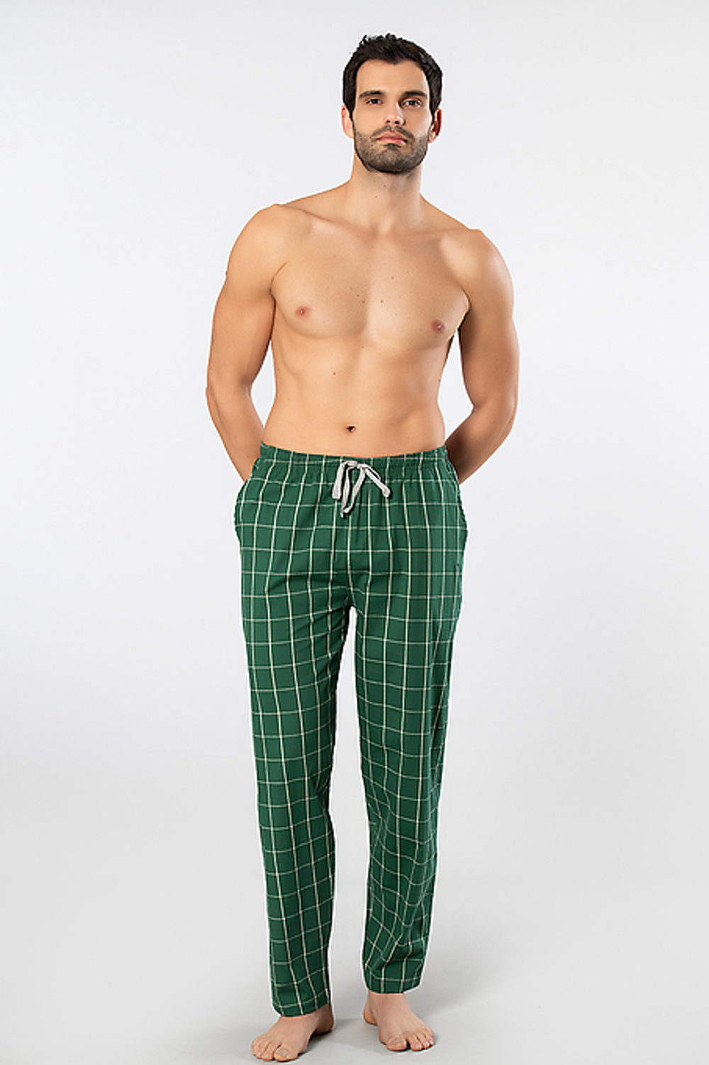 Брюки домашние мужские зеленый крупная клетка