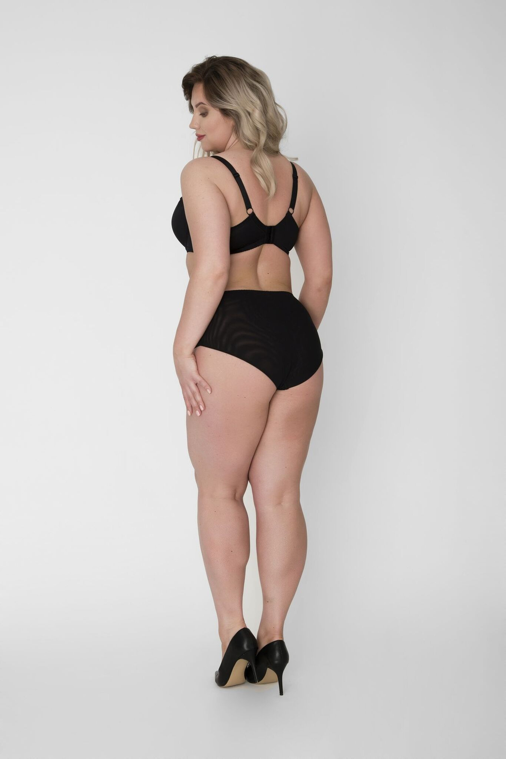 Высокие трусики из микрофибры и сетки (Размер: XXXL) (Цвет: черный)