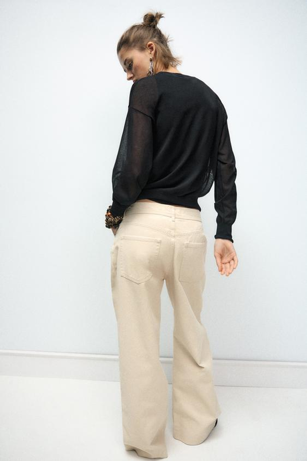 ZARA ДЖИНСЫ RELAXED FIT СО СРЕДНЕЙ ПОСАДКОЙ — LIMITED EDITION, ЭКРЮ