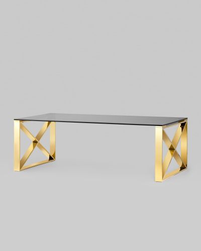 Журнальный стол 120*60 КРОСС золото стекло smoke