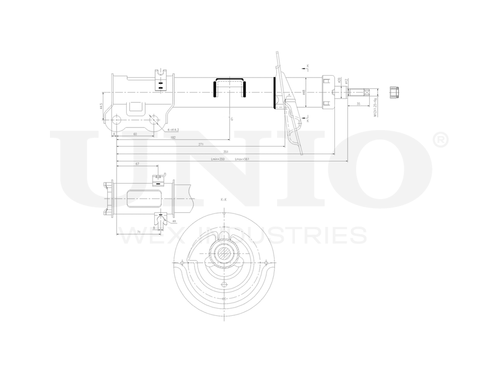 Амортизатор газовый передней подвески правый UNIO SAB-10351