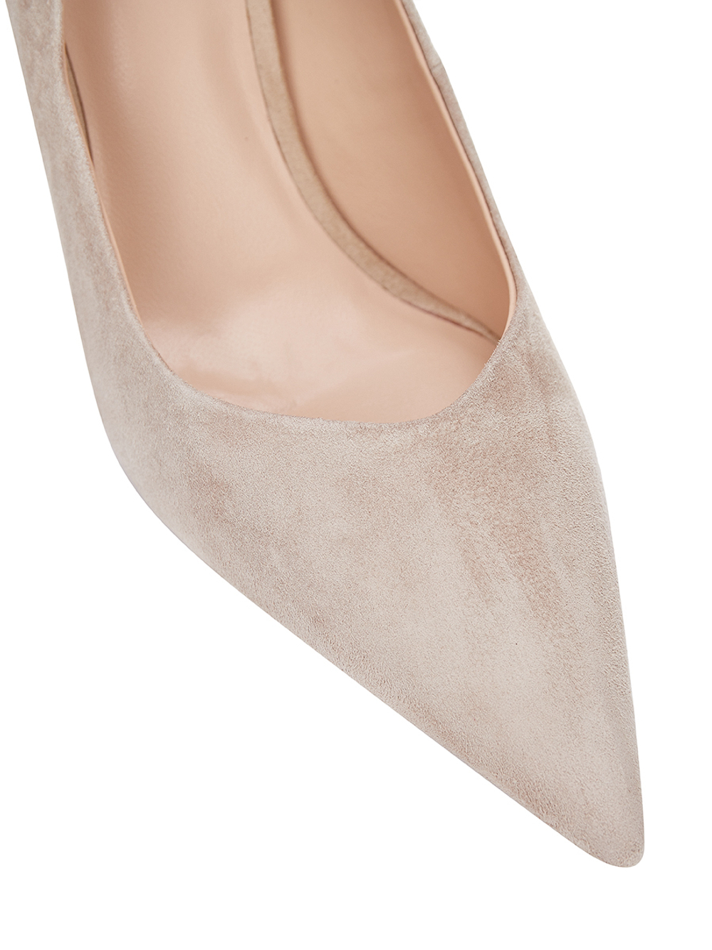 Женские туфли замшевые бежевые на каблуке со стразами