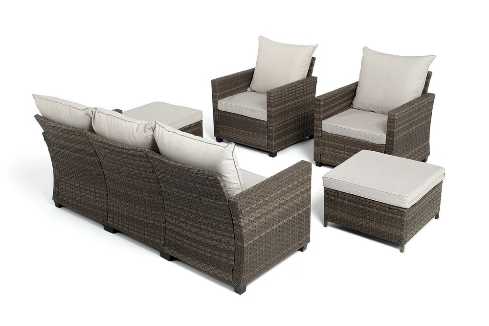 "Бостон" лаунж-зона из искусственного ротанга, цвет серый