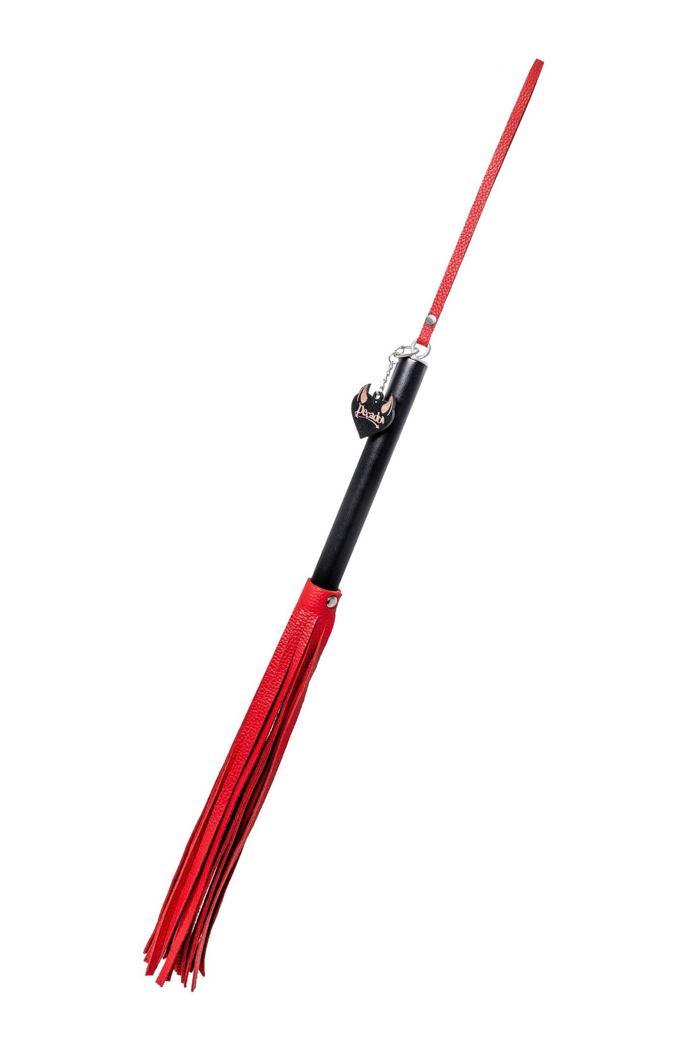 Красно-черная кожаная плеть - 50 см. (Цвет: красный с черным)