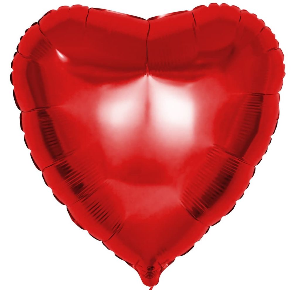 Фольгированный воздушный шар сердце, красный, 46 см