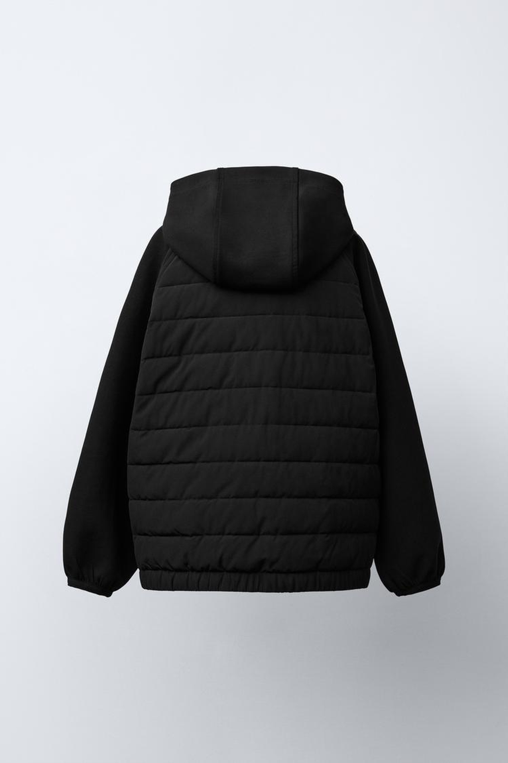 ZARA УЛЬТРАЛЕГКАЯ КОМБИНИРОВАННАЯ КУРТКА С ЭФФЕКТОМ НЕОПРЕНА, ЧЕРНЫЙ