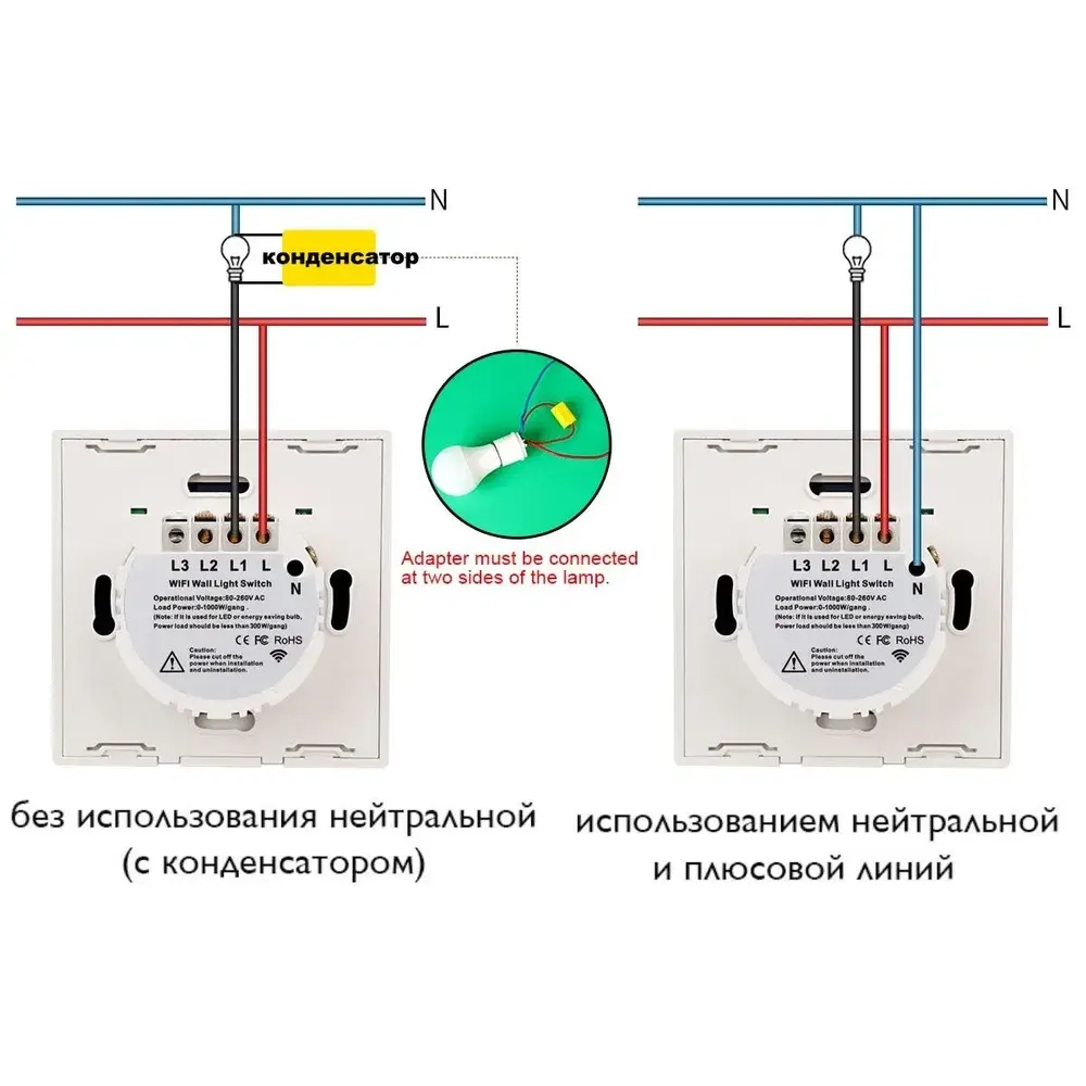 Умный выключатель сенсорный одноклавишный черный