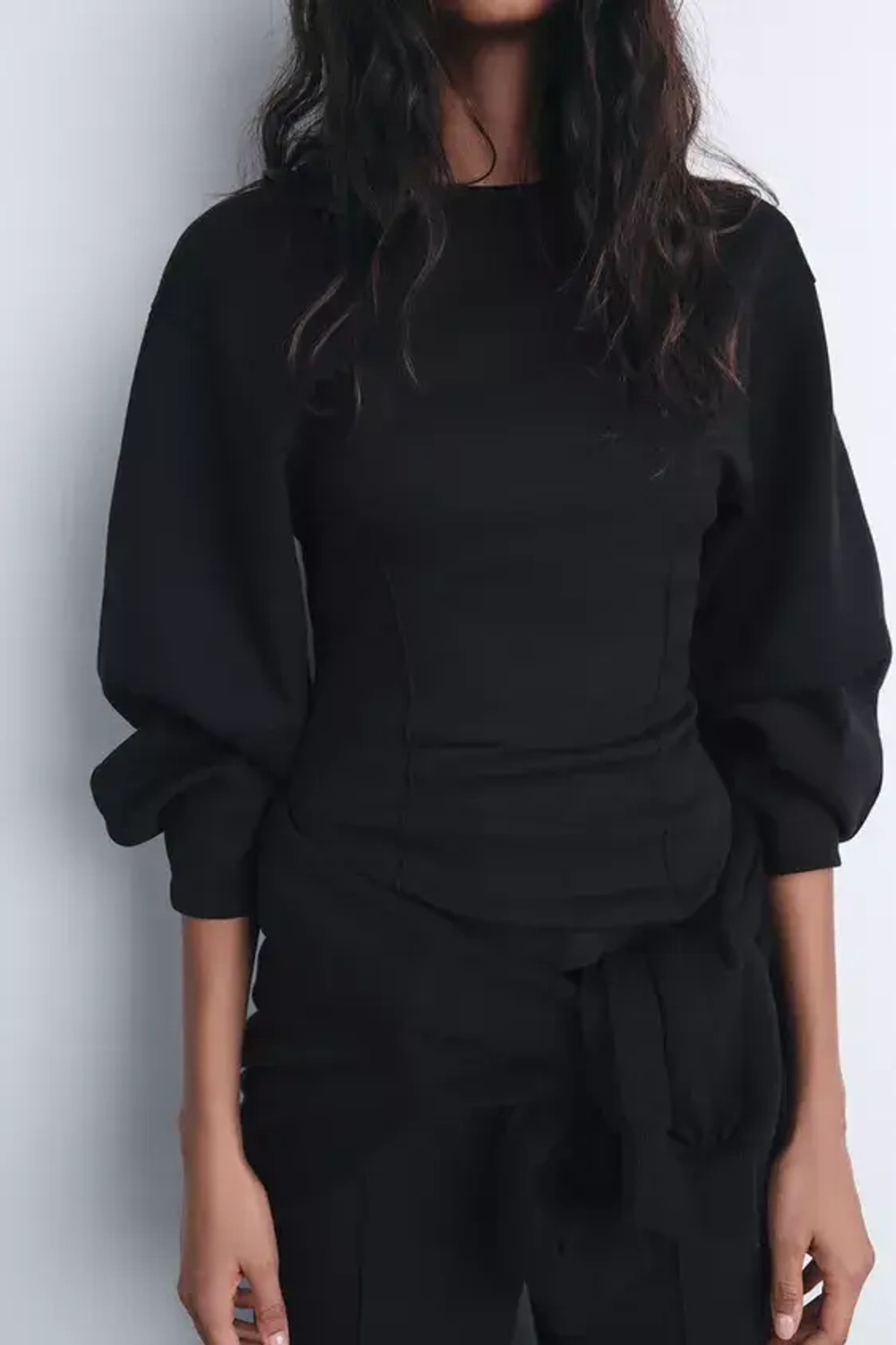 ZARA ТОП ОБЛЕГАЮЩЕГО КРОЯ С БЛОКИРОВКОЙ, ЧЕРНЫЙ