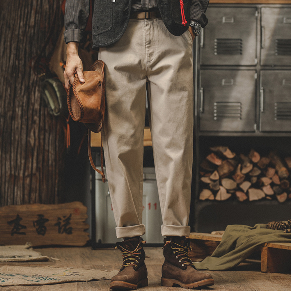Винтажные минималистские брюки для мужчин Американский стиль весна и осень
