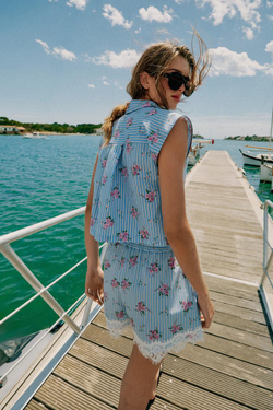 ZARA ШОРТЫ В ПОЛОСКУ С КРУЖЕВОМ, ПОЛОСКИ